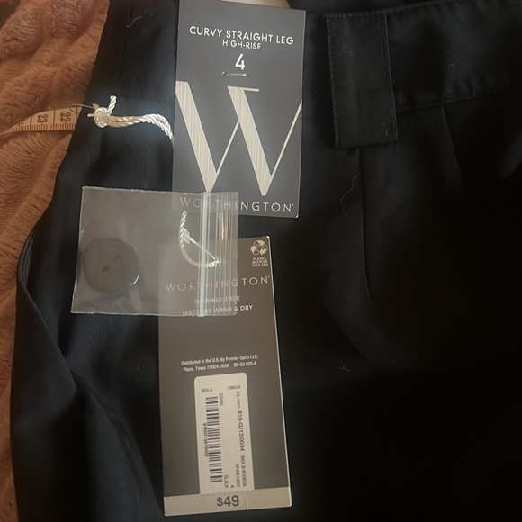 Worthington | Black Curvy Straight Leg High Rise Trouser Pant Size 4 New - Picture 4 of 5
